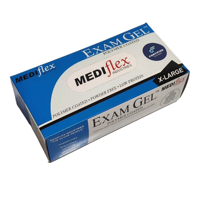 Mediflex - Polymer Coated Powder Free Textured Latex Examination Gloves