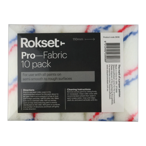 Rokset Pro Acrylic Fabric Mini Roller Cover 110mm (10 pack)